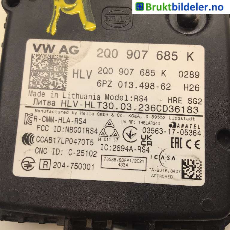 Sensor radar til VW ID.4 2020-->> (VOLKSWAGEN|2Q0 907 685 K|6PZ 013.498-62|)