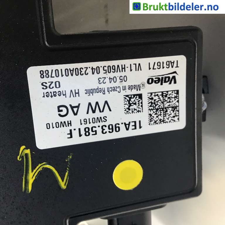 Varmeapparat register til VW ID.4 2020-->> (VOLKSWAGEN|1EA 963 581 F|TA61671|)