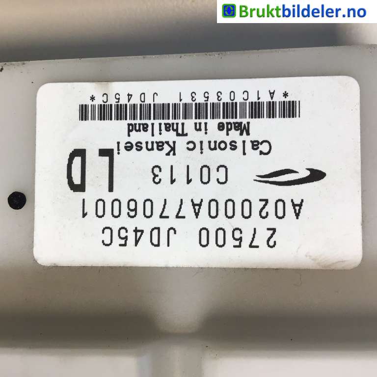 Varmeapparat betjening til Nissan Qashqai 2007-2010 (Type I, Fase 1) (NISSAN|27500JD45C|A02000A7706001|)