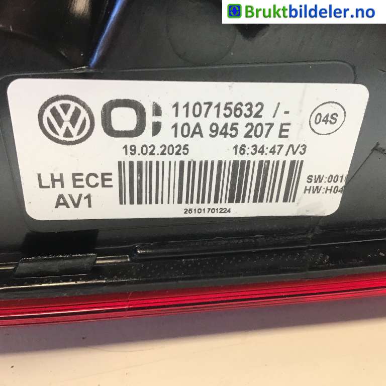 Baklykt venstre til VW ID.3 2020-->> (VOLKSWAGEN|10A 945 207 E|110715632|)