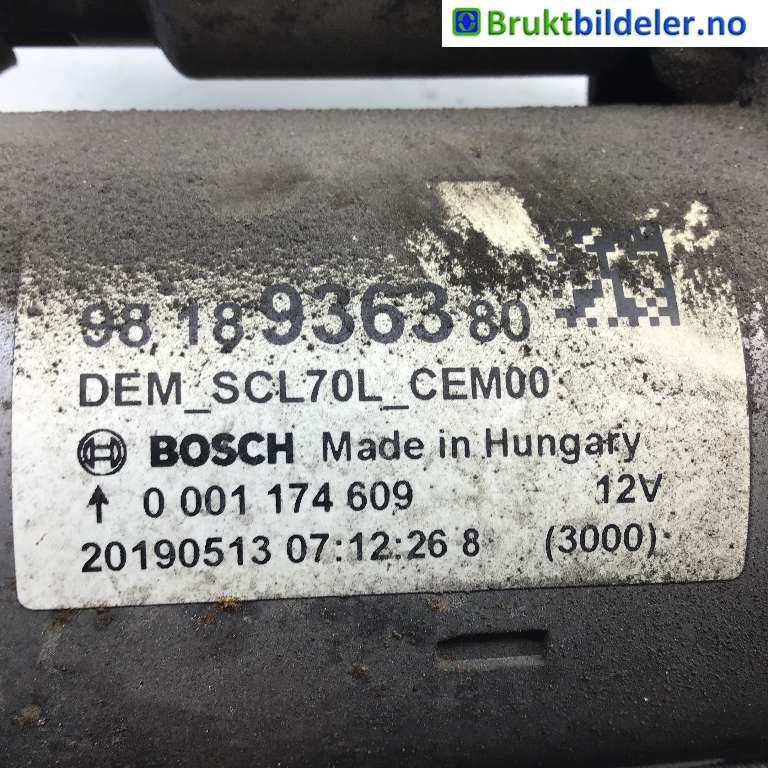 Starter diesel til Peugeot Boxer 2014-->> (Type III, Fase 2) (PEUGEOT|98 18 936 380|0 001 174 609|)