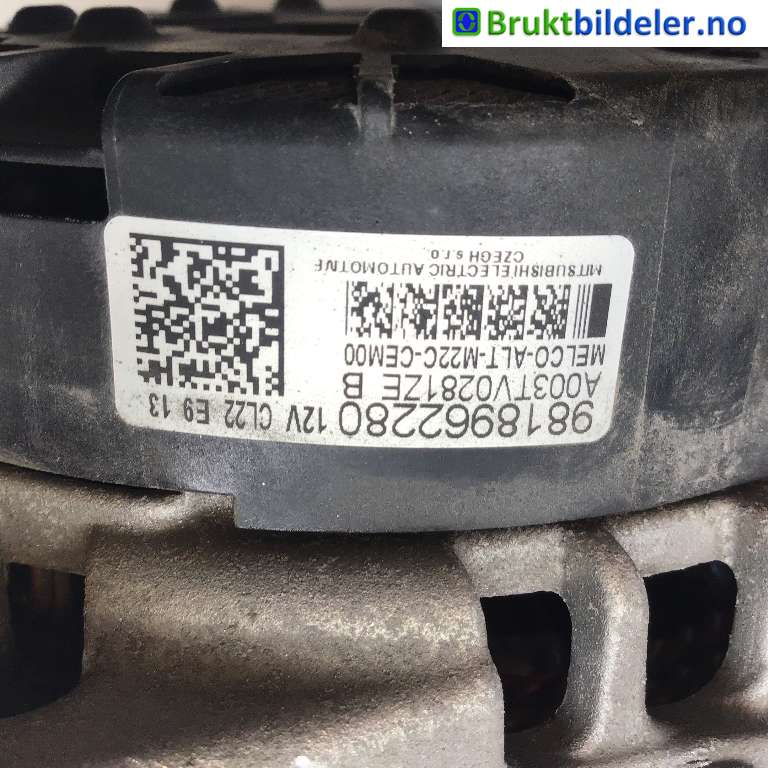 Dynamo til Peugeot Boxer 2014-->> (Type III, Fase 2)  (PEUGEOT|98 053 434 80|A003TV0281ZE B|98 189 622 80)