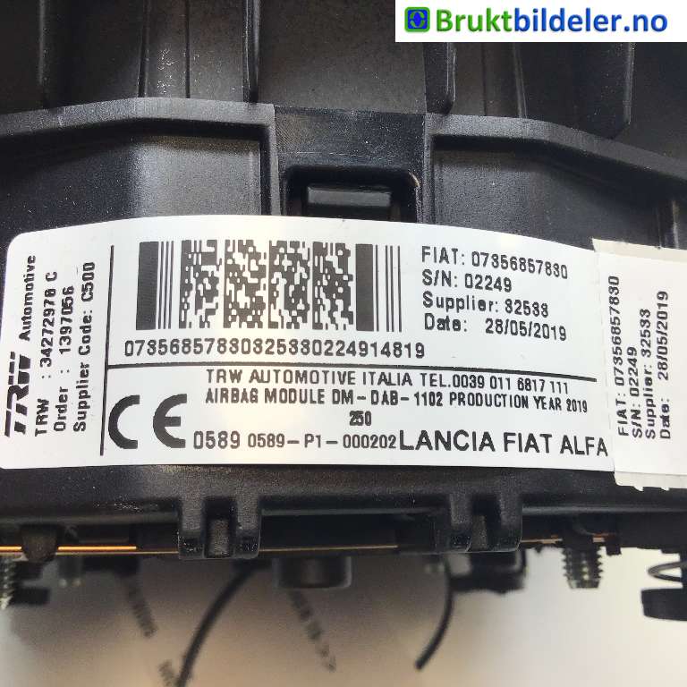 Airbag rattpute til Peugeot Boxer 2014-->> (Type III, Fase 2)  (PEUGEOT|16 123 441 80|34272978 C|)