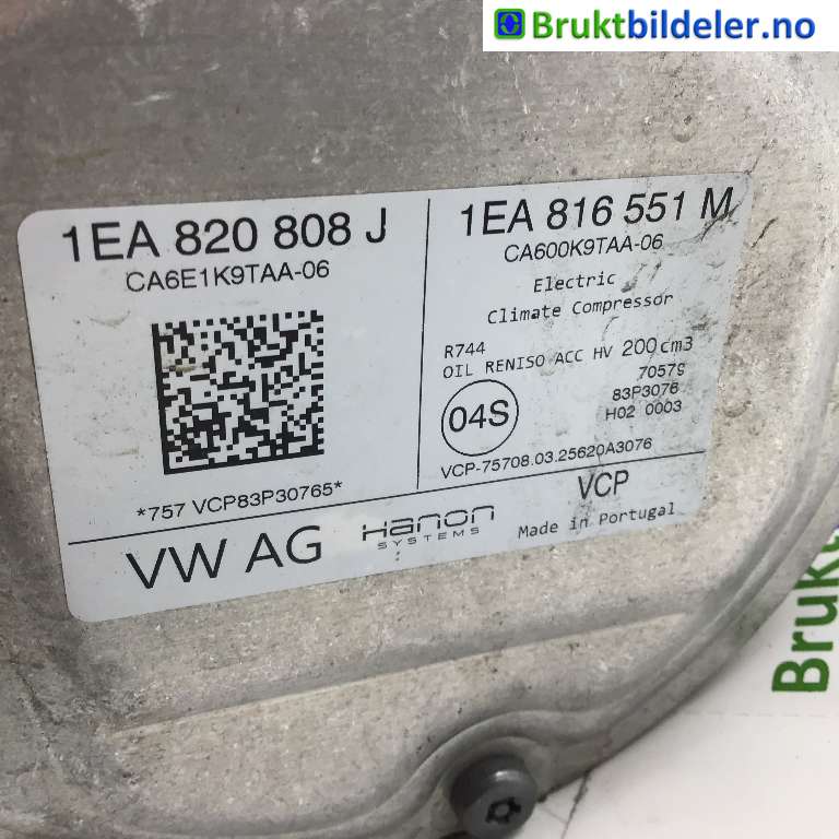 Aircondition kompressor til VW ID.3 2020-->>  (VOLKSWAGEN|1EA 820 808 J|CA6E1K9TAA-06|1EA 816 551 M)