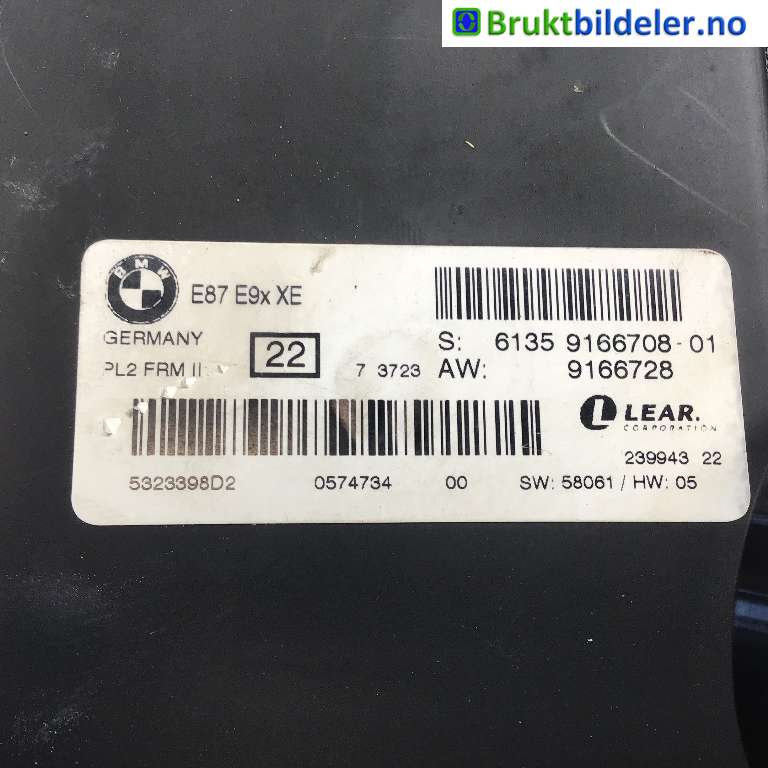 Styreenhet diverse til BMW 3-Serie 2005-2011 (E90/E91/E92/E93) (E90/E91/E92/E93) (BMW|61 35 9 166 728|239943-22|)