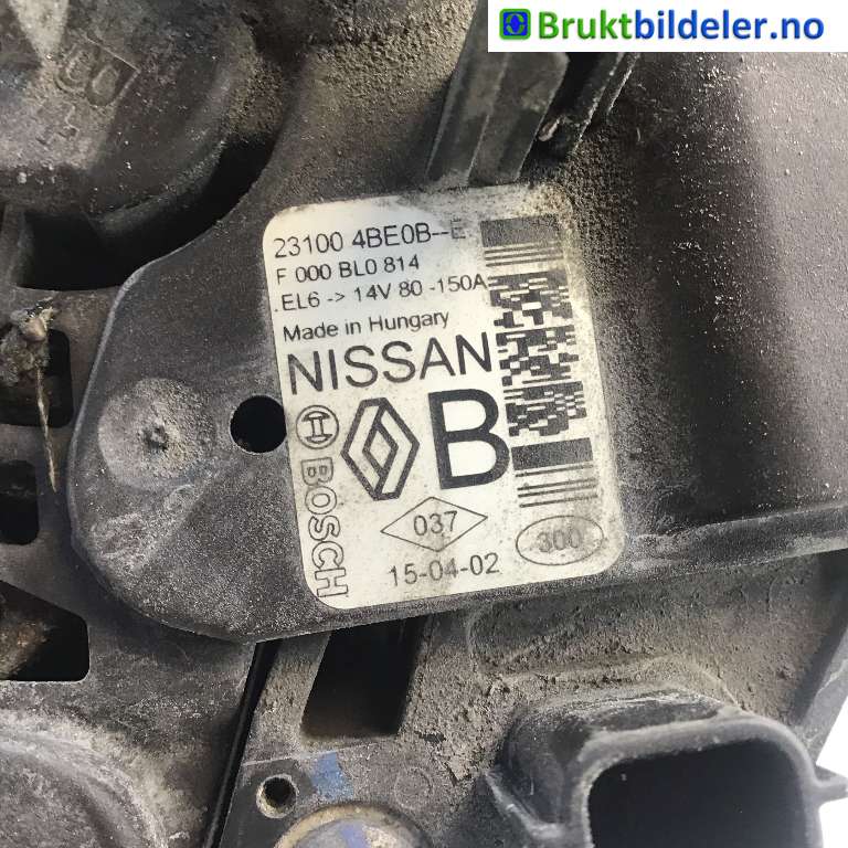 Dynamo til Nissan Qashqai 2014-2021 (Type II)  (NISSAN|23100 4BE0B|F 000 BL0 814|)