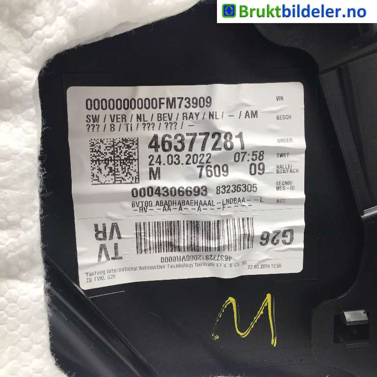 Dørtrekk høyre til BMW i4 2021-->> (G26) (G26) (BMW IX4|51 41 5 A42 236|46377281|)