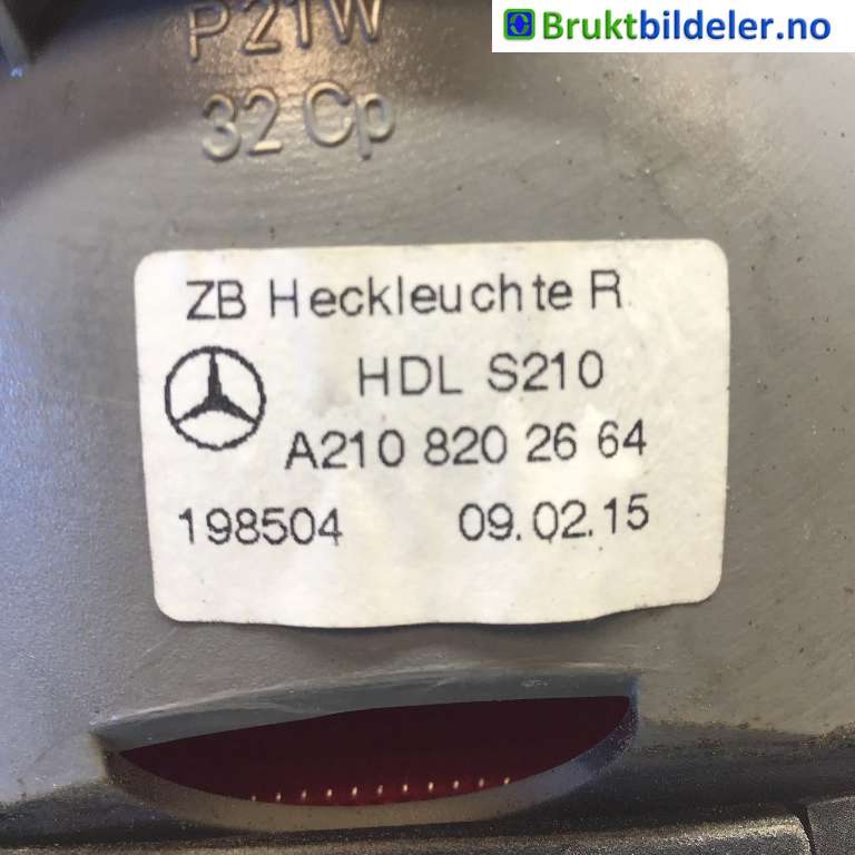 Baklykt høyre indre til Mercedes E-Klasse 1995-2000 (Fase 1) (W210) (W210) (MERCEDES|A 210 820 26 64|198504|)