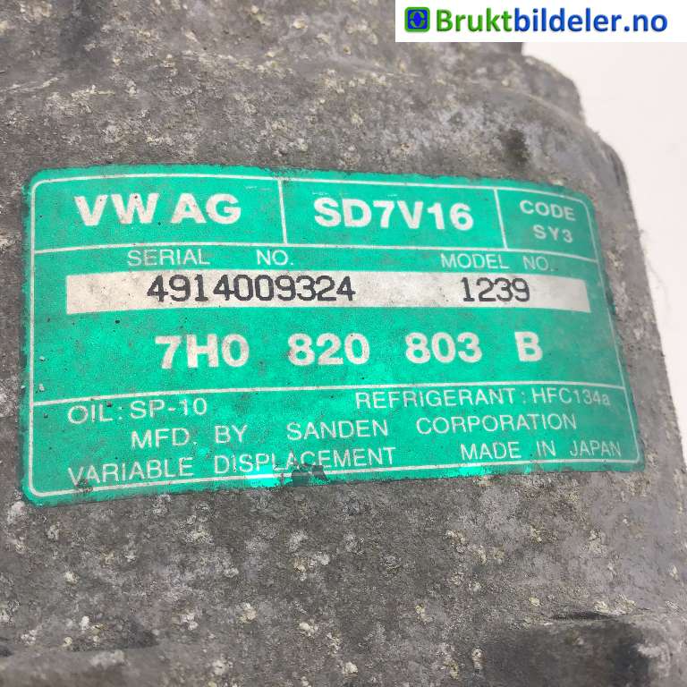 Aircondition kompressor til VW Transporter / Caravelle 2003-2009 (Fase 1) (T5) (T5) (VOLKSWAGEN|7H0 820 803 B|4914009324|SD7V16)
