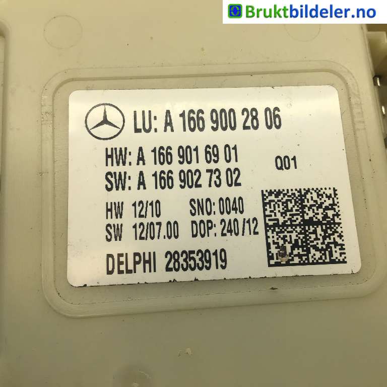 Styreenhet diverse til Mercedes GL 2012-2016 (Fase 1) (X166) (X166) (MERCEDES|A 166 900 28 06|28353919|)