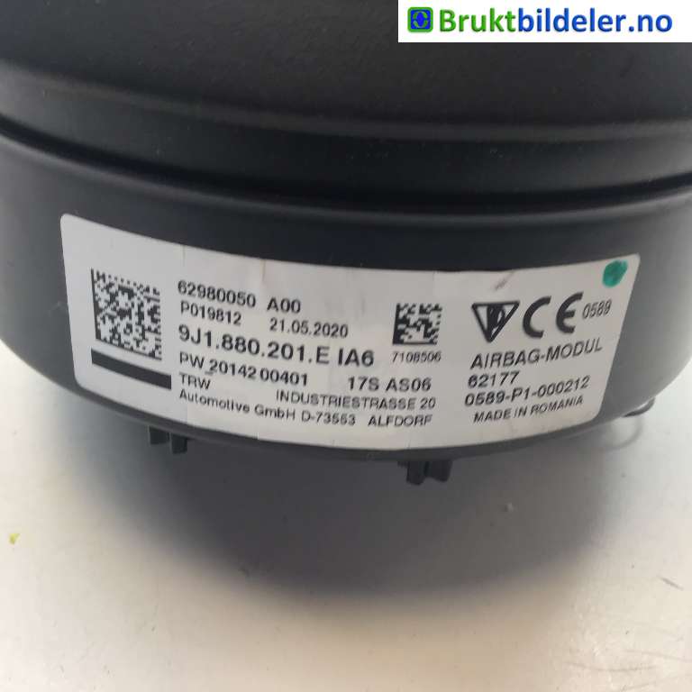 Airbag rattpute til Porsche Taycan 2019-->> (PORSCHE|9J1 880 201 E|62980050 A00|)