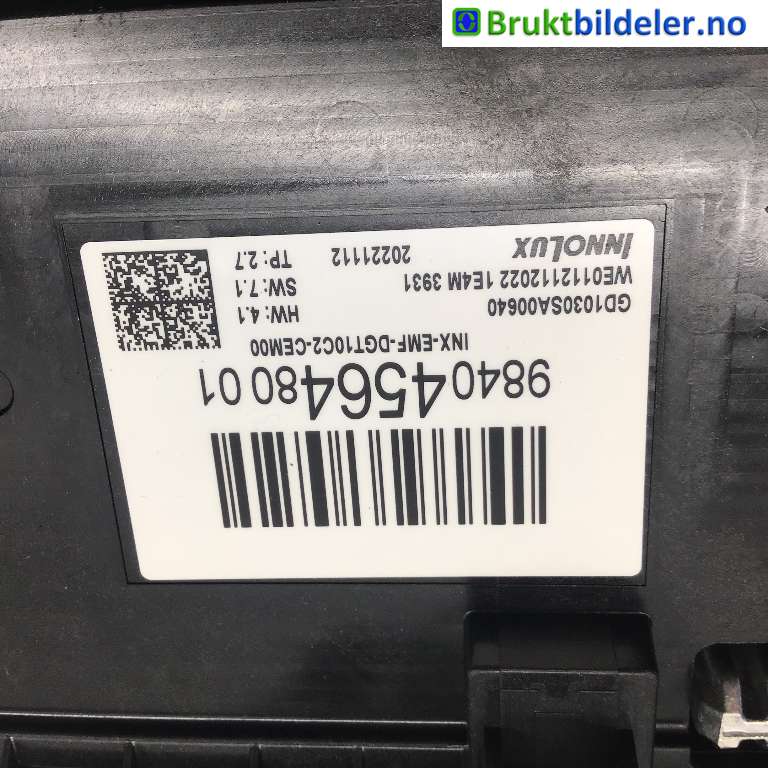 Instrument kjørecomputer til Citroën ë-C4 2020-->>  (CITROEN|9840456480|GD1030SA00640|)