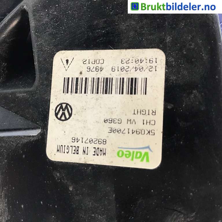 Frontlyktehus til VW Golf VI 2008-2012  (VOLKSWAGEN|5K0 941 700 E|89207146|)