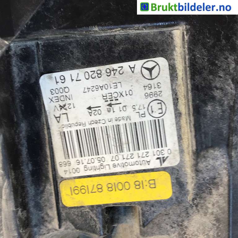 Frontlykt venstre xenon til Mercedes B-Klasse 2011-2018 (W246) (W246) (MERCEDES|A 246 820 77 61|0 301 271 271 07|)