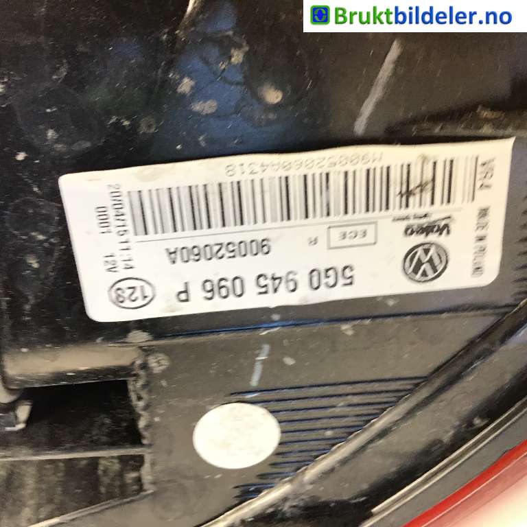 Baklykt høyre til VW Golf VII 2012-2017 (Fase 1)  (VOLKSWAGEN|5G0 945 096 P|90052060A|)