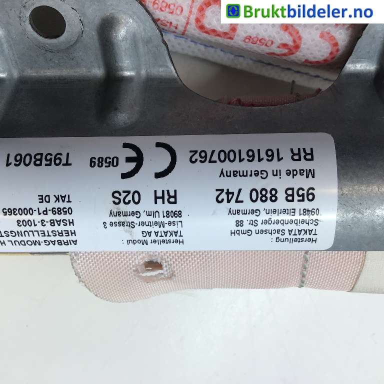 Airbag gardin høyre til Porsche Macan 2014-->> (95B) (95B) (PORSCHE|95B 880 742||95B 880 742 B)