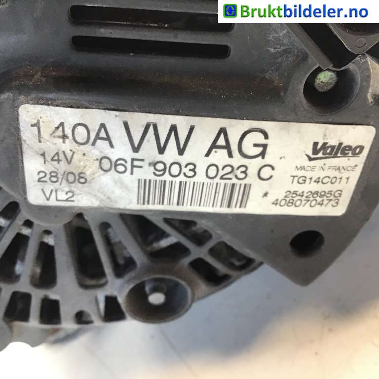 Dynamo til VW Tiguan 2007-2011 (Type I, Fase 1) (VOLKSWAGEN|06F 903 023 C|2542695G|TG14C011)