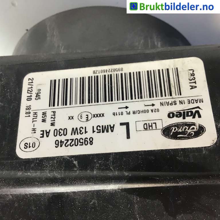 Frontlykt venstre halogen til Ford C-Max 2010-2015 (Type II, Fase 1) (FORD|AM51-13W030-AE|89502246|)