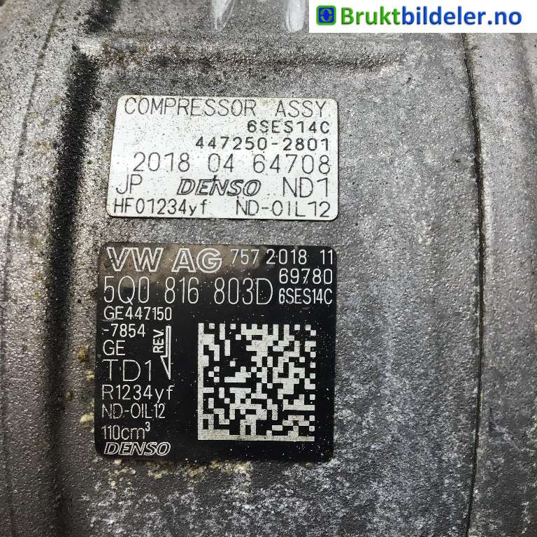 Aircondition kompressor til Škoda Kodiaq 2017-->>  (SKODA|5Q0 816 803 D|447250-2801|)