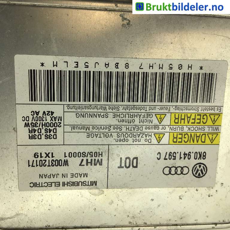 Styreenhet xenon/ballast til VW Tiguan 2011-2016 (Type I, Fase 2)  (VOLKSWAGEN|8K0.941.597 C|W003T20171|)