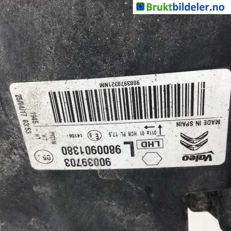 Frontlykt venstre halogen til Citroën C4, Cactus 2018-2021 (Fase 2) (CITROEN|9800901380|90039703|)
