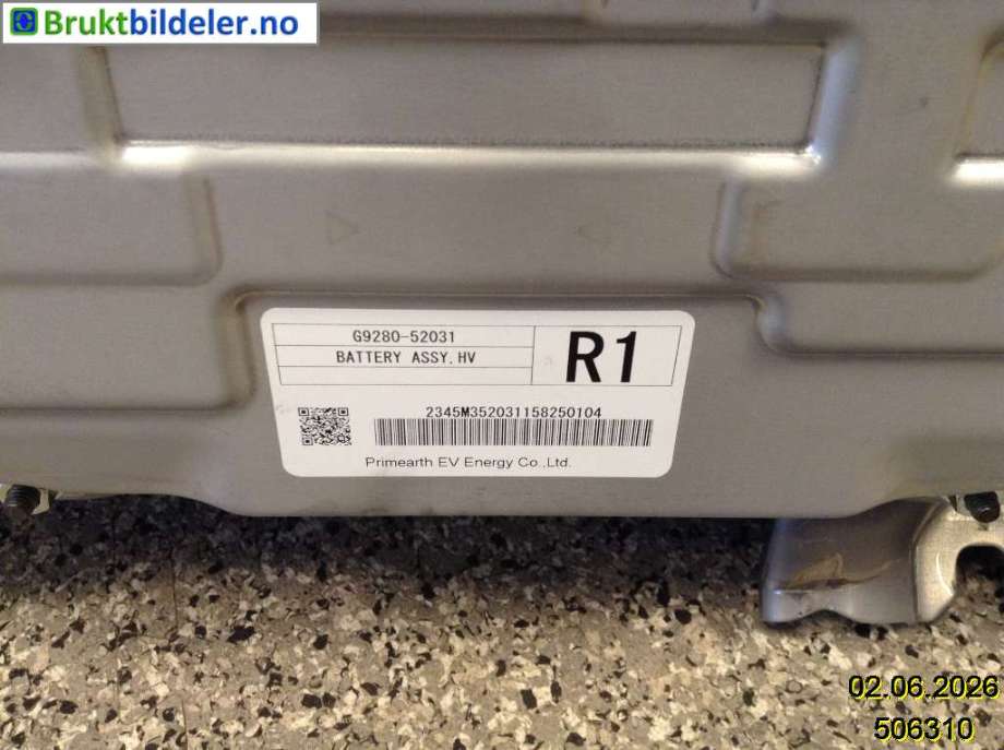 Batteripakke elbil til Toyota Yaris 2014-2020 (Type III, Fase 2)  (TOYOTA|G9280-52031|)