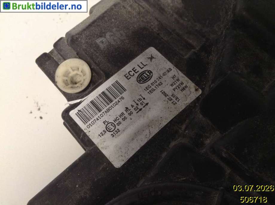 Frontlykt venstre halogen til BMW 1-Serie 2011-2015 (Fase 1) (F20/F21) (F20/F21) (BMW|63 11 7 229 671|1EG 010 741-07|)