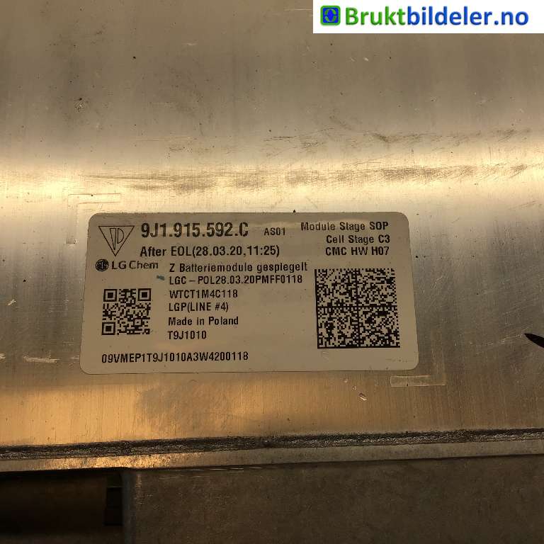 Batteripakke-modul elbil til Porsche Taycan 2019-->> (PORSCHE|9J1 915 592 C|WTCT1M4C118|T9J1010)