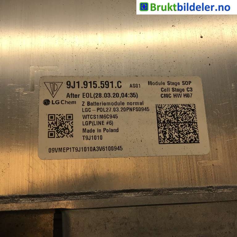 Batteripakke-modul elbil til Porsche Taycan 2019-->> (PORSCHE|9J1 915 591 C|WTCS1M6C945|T9J1010)