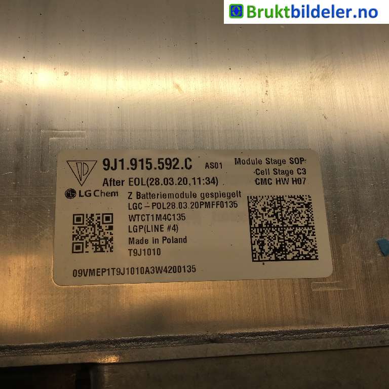 Batteripakke-modul elbil til Porsche Taycan 2019-->> (PORSCHE|9J1 915 592 C|WTCT1M4C135|T9J1010)