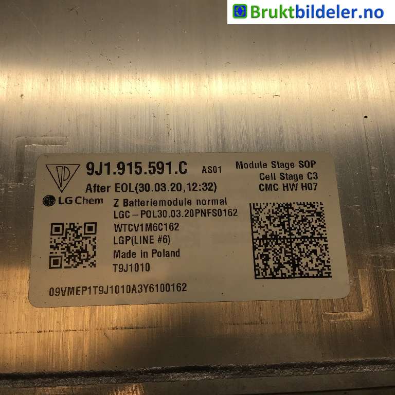 Batteripakke-modul elbil til Porsche Taycan 2019-->> (PORSCHE|9J1 915 591 C|WTCV1M6C162|T9J1010)