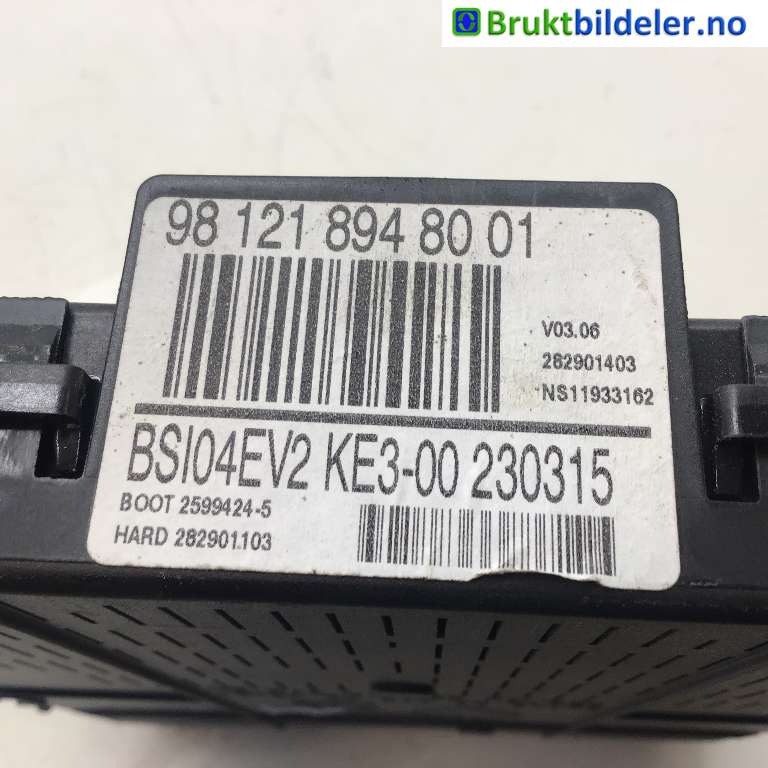 Styreenhet comfort (BCM) til Peugeot Partner 2008-2015 (Type II, Fase 1)  (PEUGEOT|9812189480|04EV2 KE3-00|)