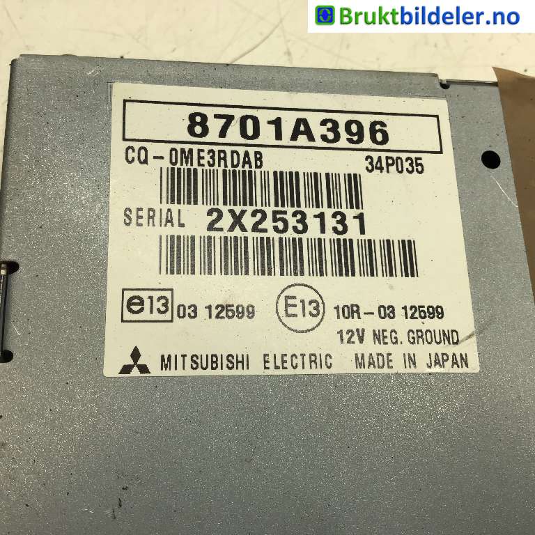Bilstereo diverse til Mitsubishi Outlander 2012-2015 (Type III, Fase 1)  (MITSUBISHI|8701A396|2X253131|)