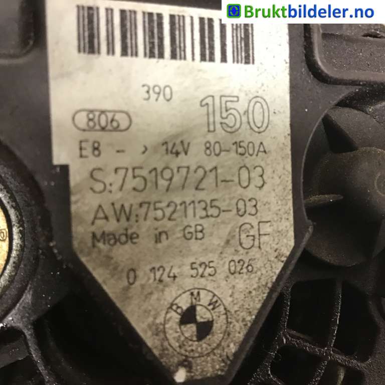 Dynamo til BMW 5-Serie 2003-2010 (E60/E61) (E60/E61) (BMW|12 31 7 519 721|0 124 525 026|)