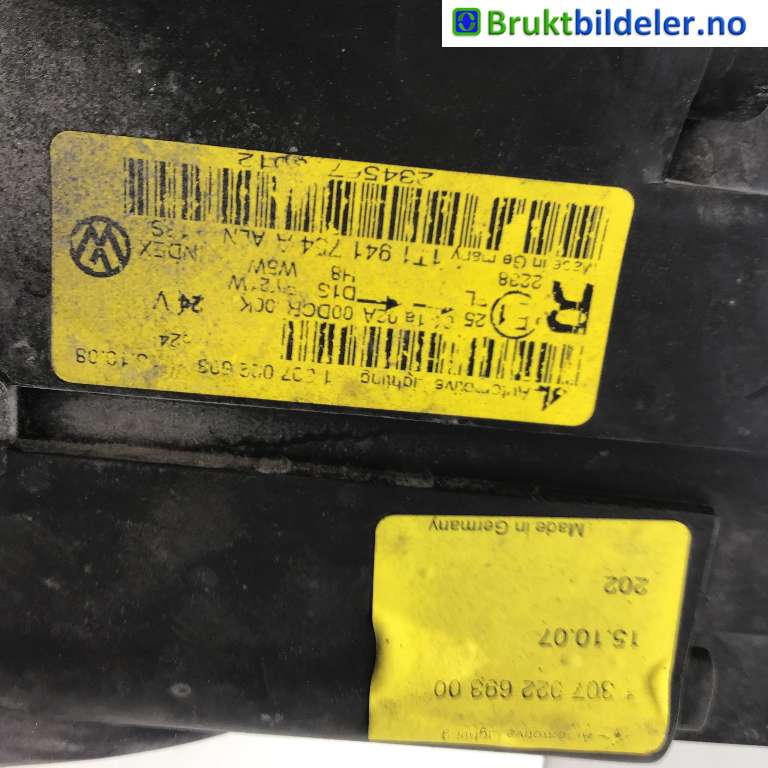 Frontlykt høyre xenon til VW Touran 2007-2010 (Type I, Fase 2) (TOURAN|1T1 941 754 A|1 307 022 693|)