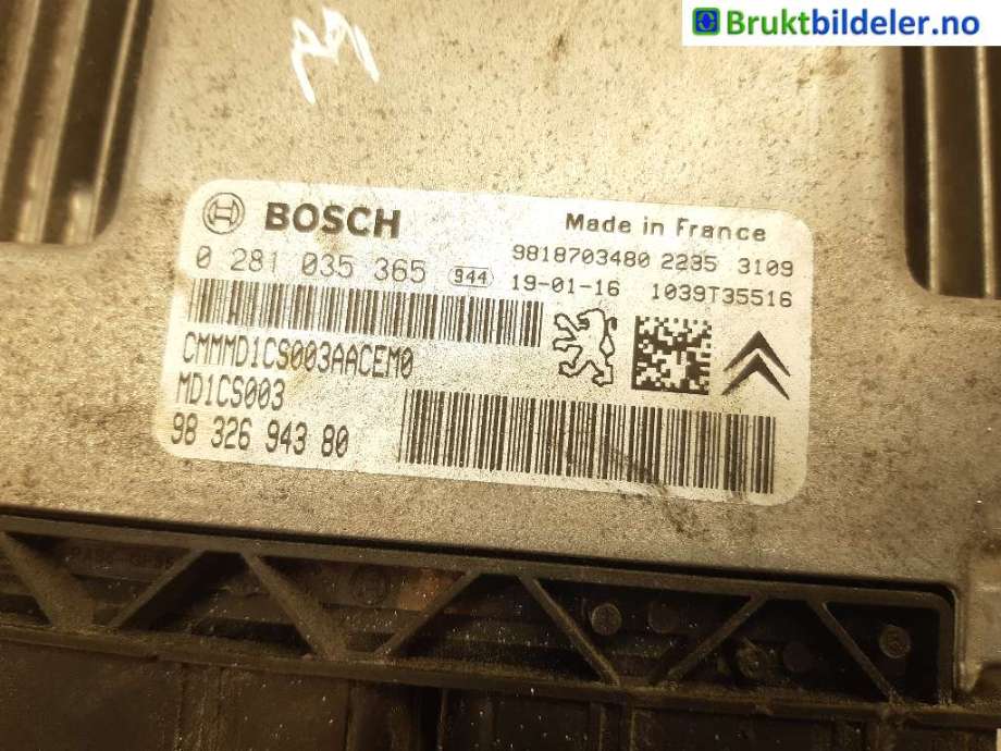 Styreenhet motor til Peugeot Partner 2019-->> (Type III)  (PEUGEOT|9832694380|0 281 035 365|)