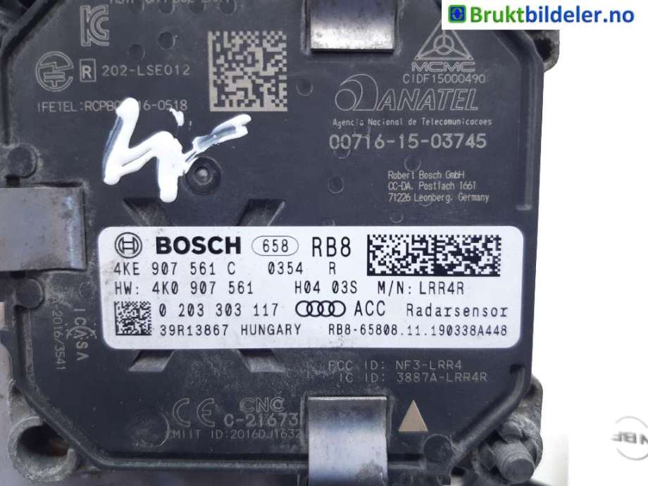 Sensor radar til Audi e-tron 2018-->>  (AUDI|4KE 907 561 C|0 203 303 117|)