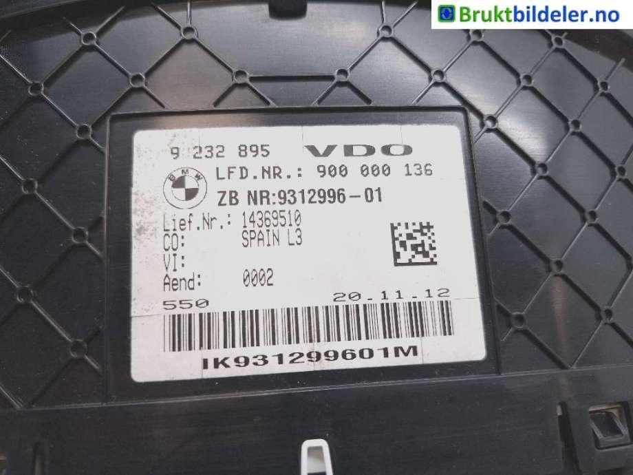 Instrumentpanel til BMW 3-Serie 2012-2018 (F30/F31/F34) (F30/F31/F34) (BMW|9 232 895|A2C86038900|900 000 136)