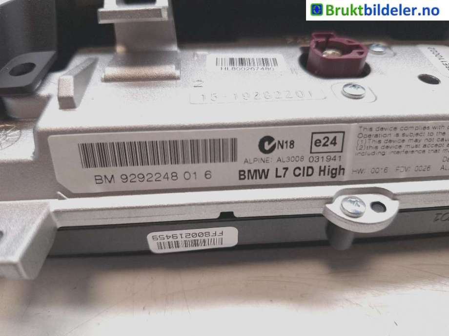 Instrument kjørecomputer til BMW 3-Serie 2012-2018 (F30/F31/F34) (F30/F31/F34) (BMW|65 50 9 292 248|AL3008C1173442|9 292 248-01)