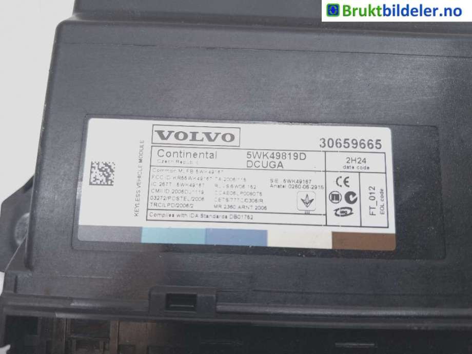 Styreenhet nøkkelfri/keyless til Volvo XC70 2008-2013 (Type II, Fase 1)  (VOLVO|30659665|5WK49819D|)
