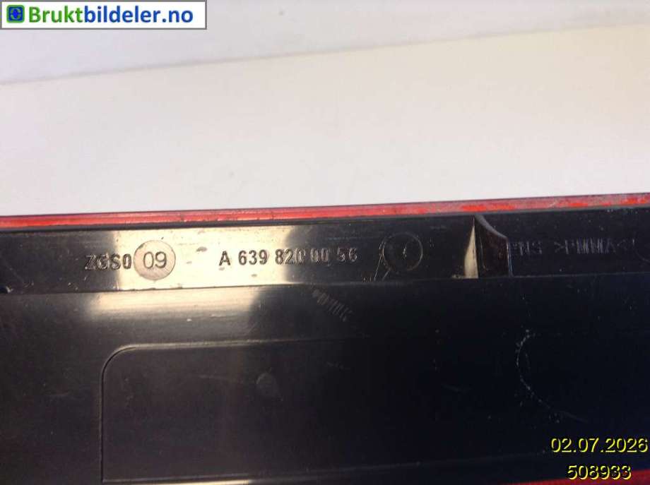 Baklykt bremselys bakrute til Mercedes Vito/Viano 2010-2014 (Fase 2) (W639) (W639) (MERCEDES|A 639 820 00 56|)