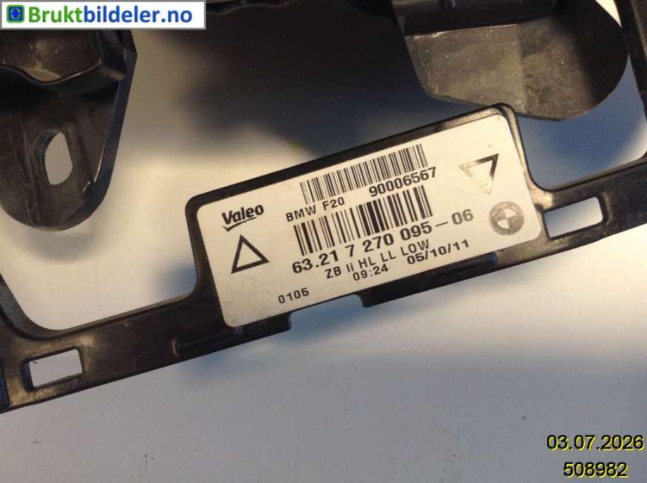 Baklykt venstre til BMW 1-Serie 2011-2015 (Fase 1) (F20/F21) (F20/F21) (BMW|63 21 7 270 095|90006567|)