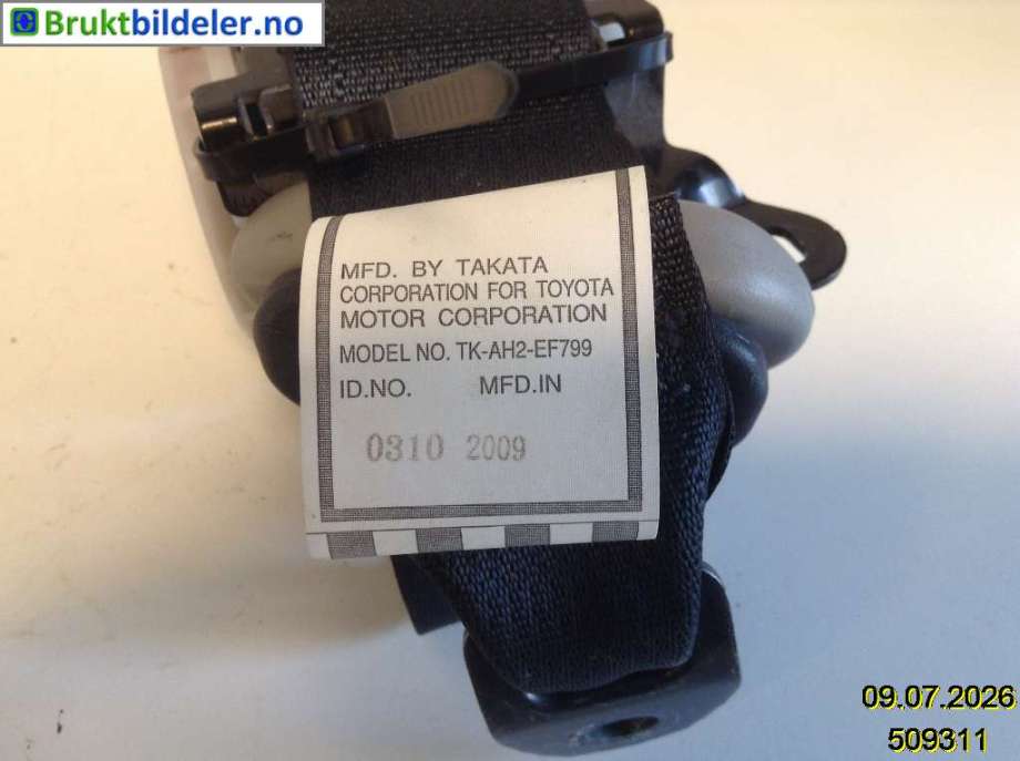 Sikkerhetsbelte bak høyre til Toyota iQ 2009-2014  (TOYOTA|7336074040C1|TK-AH2-EF799|)