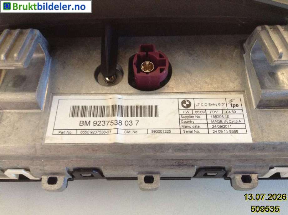 Instrument kjørecomputer til BMW 1-Serie 2011-2015 (Fase 1) (F20/F21) (F20/F21) (BMW|6550 9 237 538-03|)