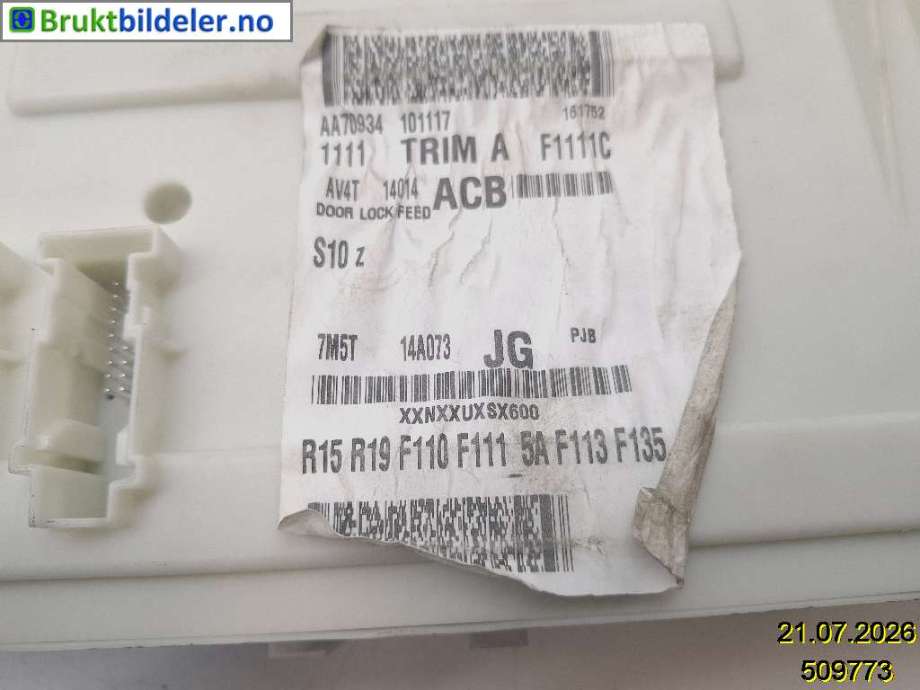 Styreenhet comfort (BCM) til Ford Kuga 2008-2012 (Type I)  (FORD|7M5T-14A073-JG|AA70934 101117|)