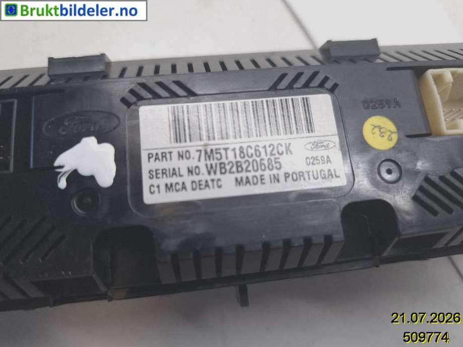 Varmeapparat betjening til Ford Kuga 2008-2012 (Type I)  (FORD|7M5T-18C612-CK|WB2B20685|)