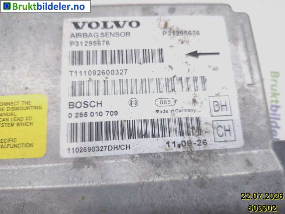 Airbag elektronikk til Volvo XC70 2008-2013 (Type II, Fase 1) (VOLVO|P31295676|0 285 010 709|)