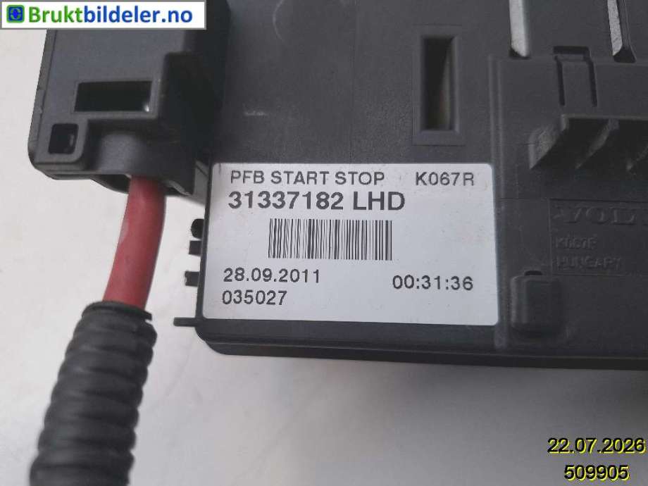 Sikringsboks til Volvo XC70 2008-2013 (Type II, Fase 1)  (VOLVO|31337182|)