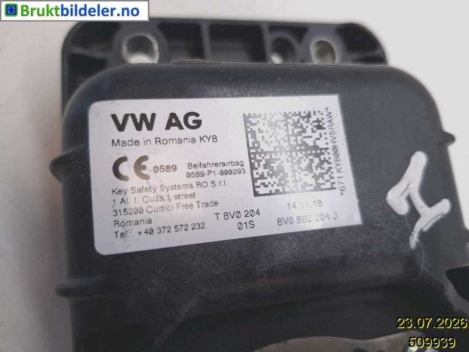 Airbag passasjer til Škoda Octavia 2017-2020 (Type III, Fase 2) (SKODA|8V0 880 204 J|0589-P1-000293|)