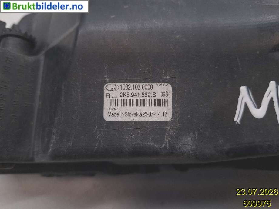 Tåkelykt høyre foran til VW Caddy 2015-2020 (Type III, Fase 3) (VOLKSWAGEN|2K5 941 662 C|1032 102 0000|)